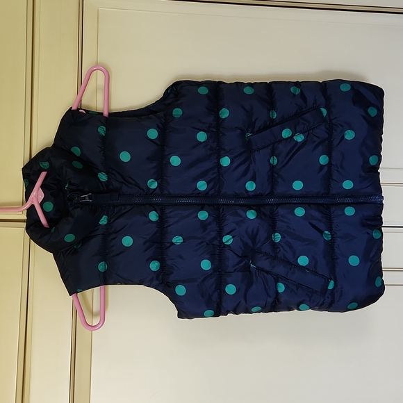Old Navy Kids Puffer Vest,  Navy Blue with Green Dots , Size (M) - Picture 4 of 6
